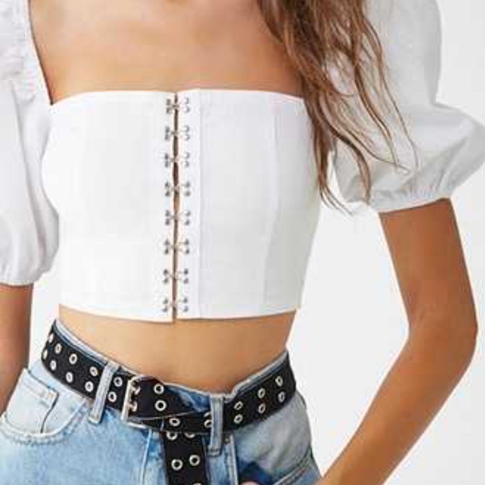 NWT Forever 21 Woven Hook & Eye Crop Top